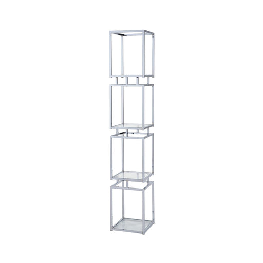 Logan 165.5cm Chrome and Glass 4 Tiered Square Display Unit Shelving Unit CIMC 