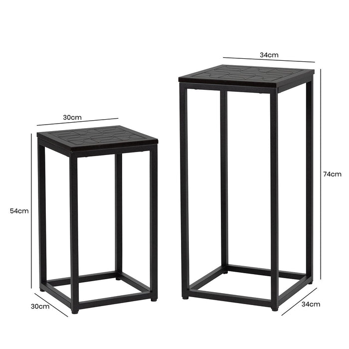 Solenn Set of 2 Black Plant Stand Nest Of Tables CIMC 