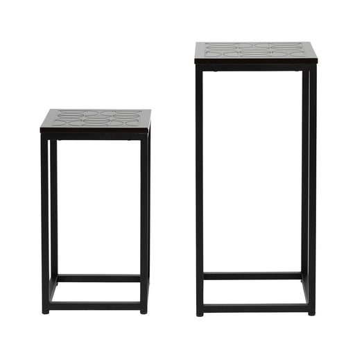 Solenn Set of 2 Black Plant Stand Nest Of Tables CIMC 