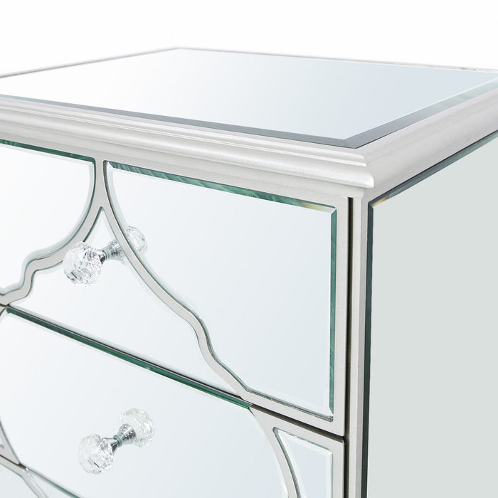 Marrakech Silver Mirror 3 Drawer Bedside Cabinet Bedside Cabinet CIMC 