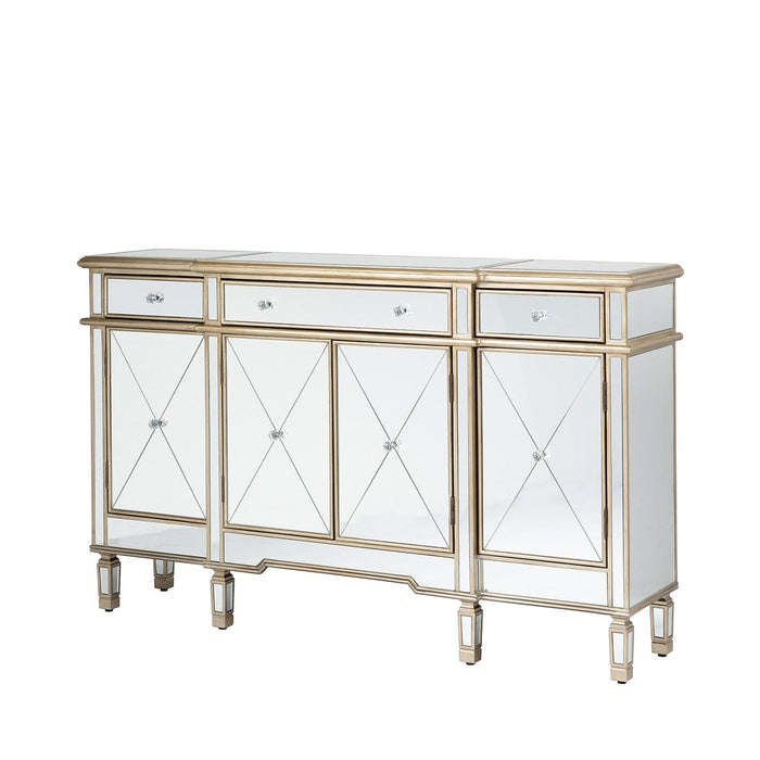 Beaumont Gold 3 Drawer 4 Door Mirror Cabinet Sideboard CIMC 