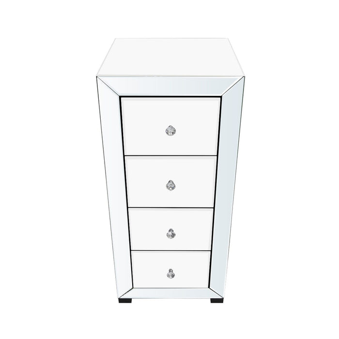 Value Omnia Mirror White 4 Drawer Tallboy Chest of Drawers CIMC 