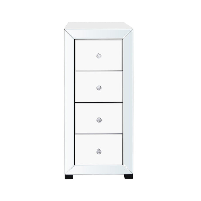 Value Omnia Mirror White 4 Drawer Tallboy Chest of Drawers CIMC 