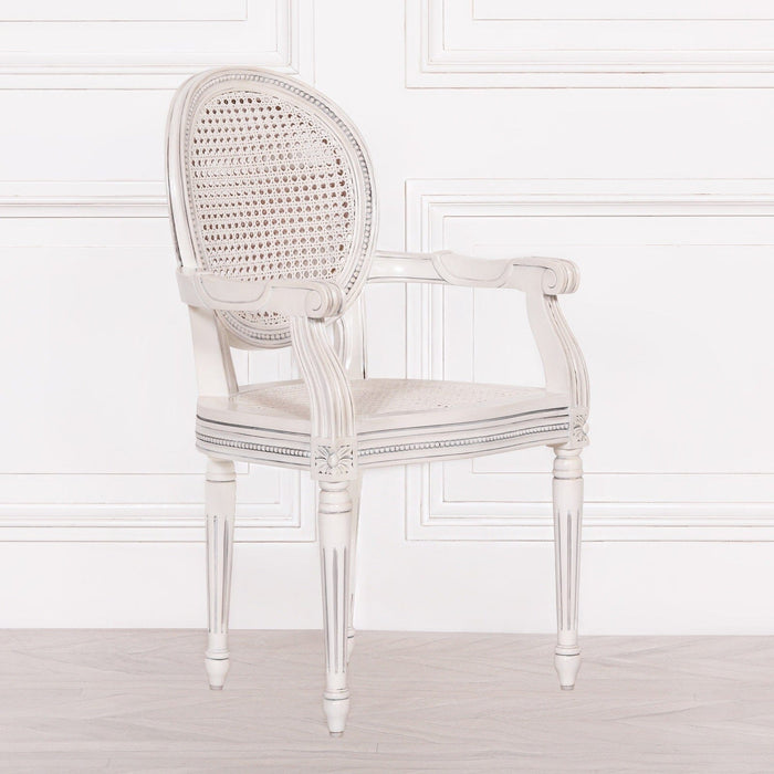 Off White Chateau Rattan Dining / Bedroom Arm Chair Armchair Maison Repro 