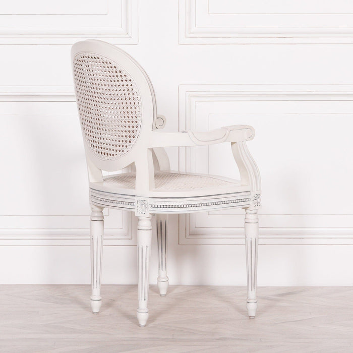 Off White Chateau Rattan Dining / Bedroom Arm Chair Armchair Maison Repro 