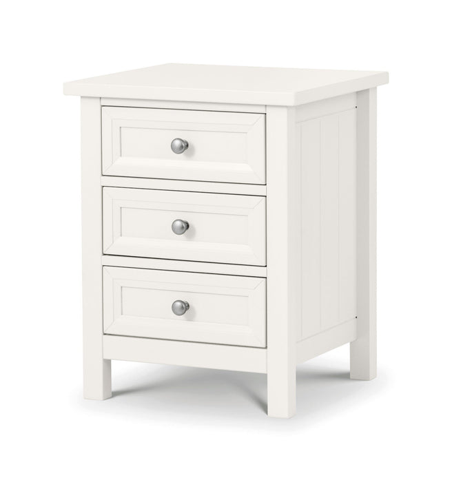 Maine 3 Drawer Bedside - Surf White Bedside Tables Julian Bowen V2 