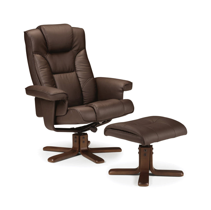 Malmo Massage Recliner & Stool - Brown Recliner Chairs Julian Bowen V2 