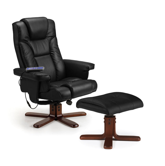 Malmo Massage Recliner & Stool - Black Recliner Chairs Julian Bowen V2 