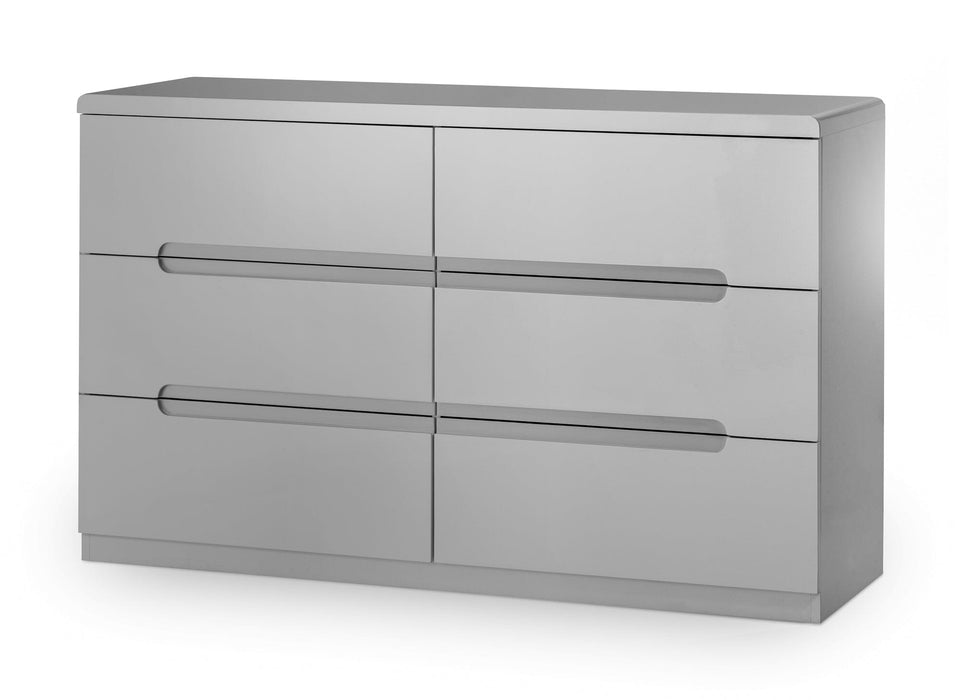 Manhattan 6 Drawer Wide Chest - Grey Chest of Drawers Julian Bowen V2 