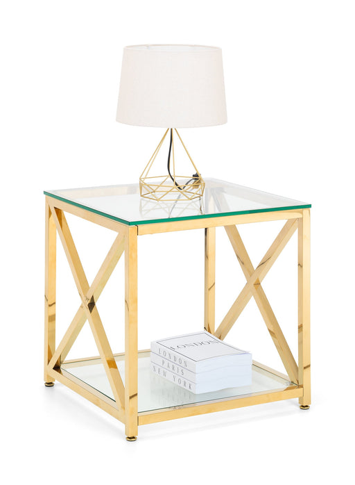 Miami Lamp Table - Gold Side Table Julian Bowen V2 