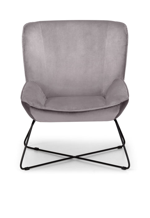 Mila Velvet Accent Chair & Stool - Grey Accent Chair Julian Bowen V2 