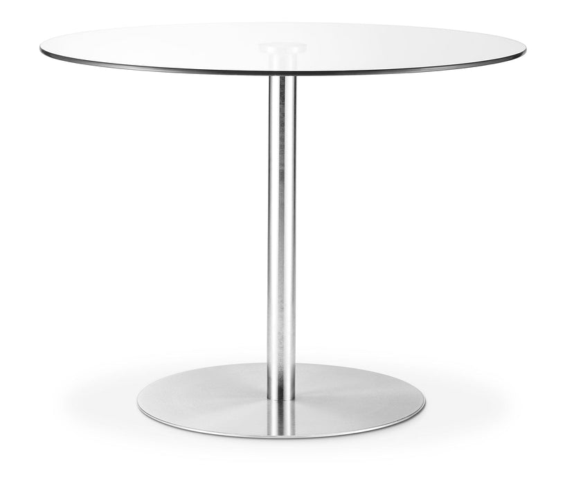 Milan Round Glass Brushed Steel Pedestal Table Dining Tables Julian Bowen V2 