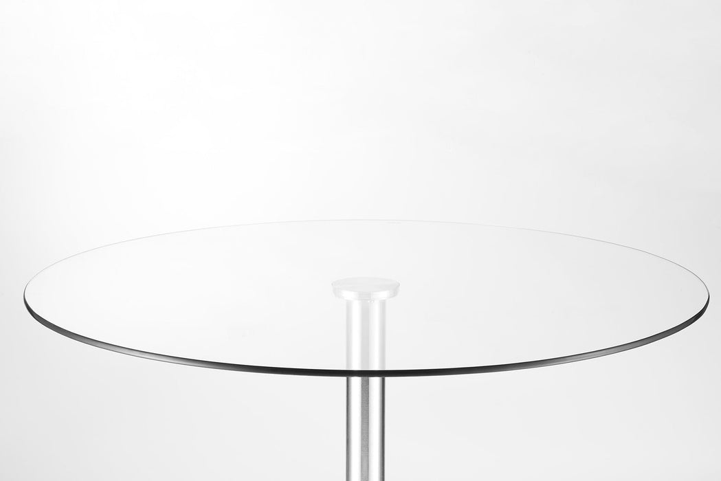 Milan Round Glass Brushed Steel Pedestal Table Dining Tables Julian Bowen V2 