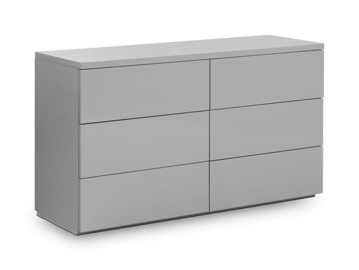 Monaco 6 Drawer Wide Chest - Grey High Gloss Chest of Drawers Julian Bowen V2 