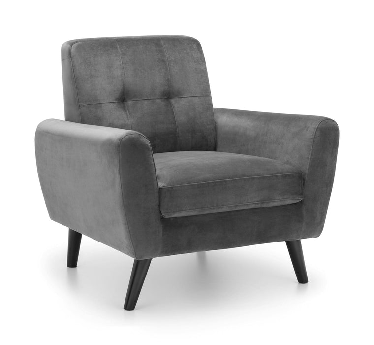 Monza Chair In Dark Grey Velvet Armchair Julian Bowen V2 