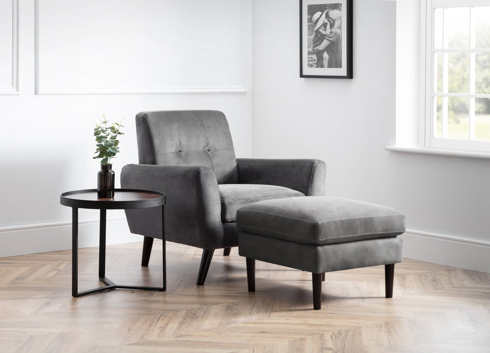 Monza Chair In Dark Grey Velvet Armchair Julian Bowen V2 