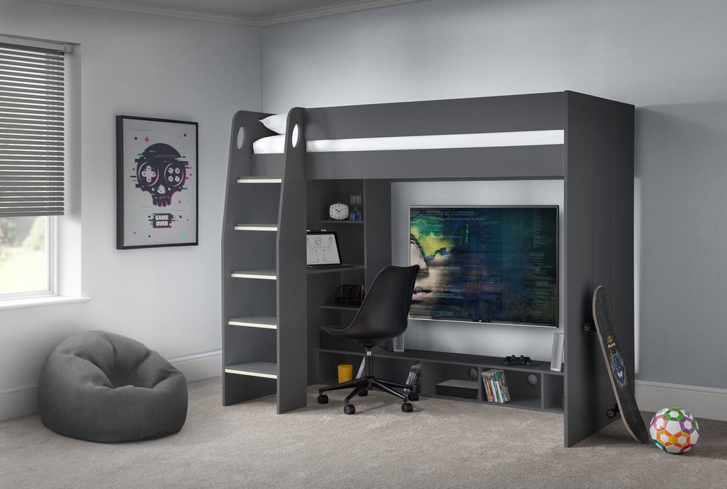 Nebula Gaming Bed With Desk Anthracite Bunk Beds Julian Bowen V2 