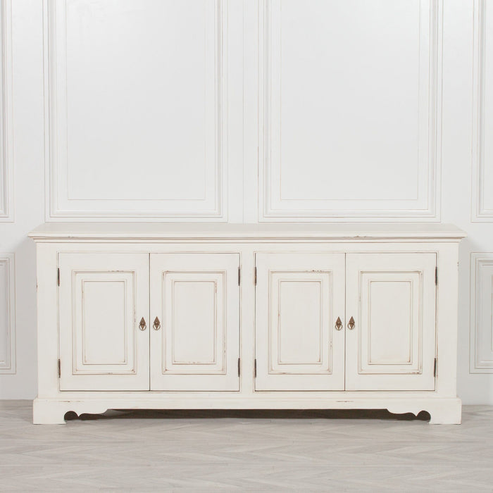 Distressed Aged White Brush Painted Classical Sideboard Sideboard Maison Repro 