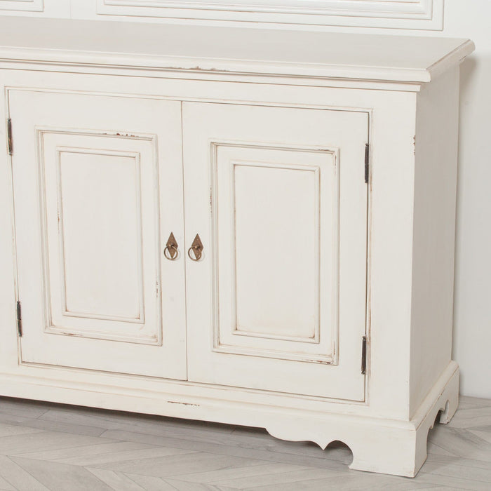 Distressed Aged White Brush Painted Classical Sideboard Sideboard Maison Repro 