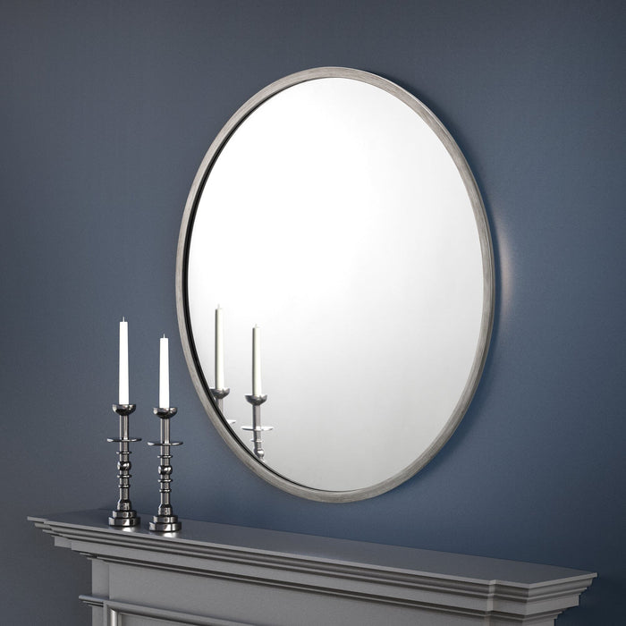 OCTAVE ROUND PEWTER WALL MIRROR Mirror Julian Bowen V2 