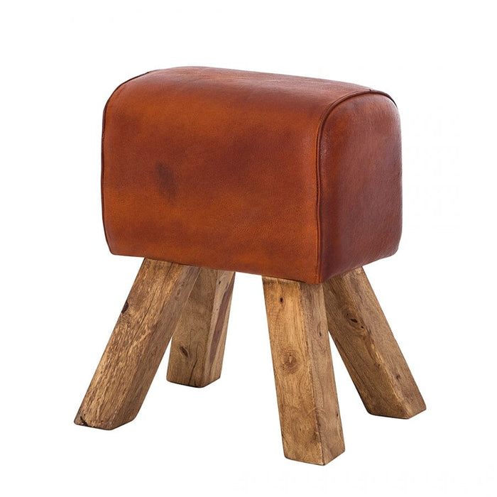 Stool Truned Buck Genuine Leather Stool IHv2 