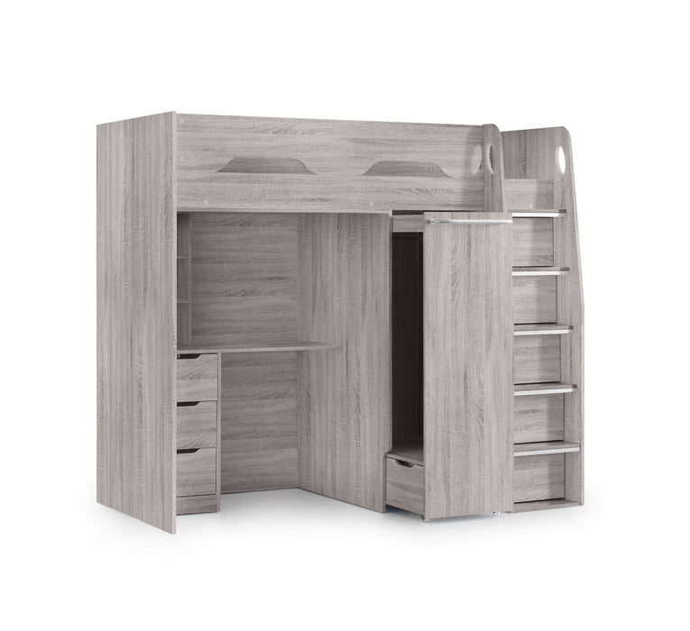 Pegasus Highsleeper Grey Oak Bunk Beds Julian Bowen V2 