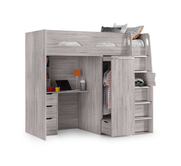 Pegasus Highsleeper Grey Oak Bunk Beds Julian Bowen V2 