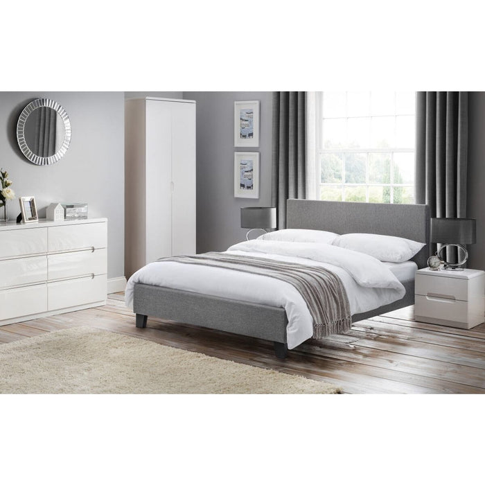 Rialto Light Grey Linen Bed Frame 90Cm Bed Frames Julian Bowen V2 