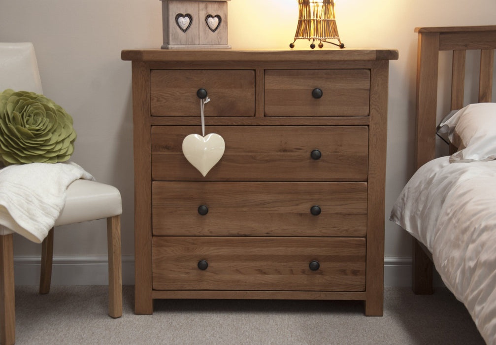 Rustic Oak 2 over 3 Chest Chest of Drawers GBH 