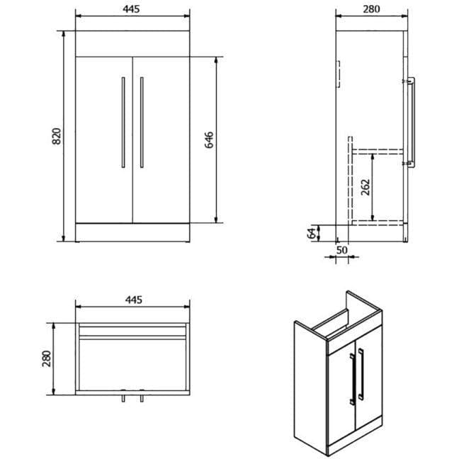 Sail Two Door Unit With Ceramic Basin Bathroom Furniture Vendor 116 