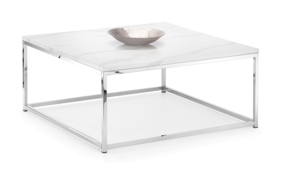 Scala White Marble Top Square Coffee Table Coffee Table Julian Bowen V2 