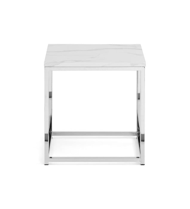 Scala White Marble Top Lamp Table Side Table Julian Bowen V2 