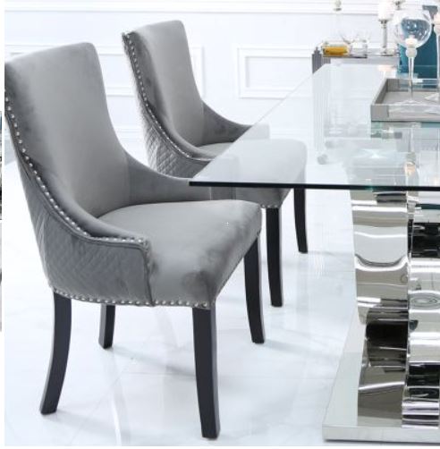 Grey Velvet Dining Chair With Ring Diamond Back Dining Chair CIMC 