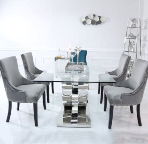 Grey Velvet Dining Chair With Ring Diamond Back Dining Chair CIMC 