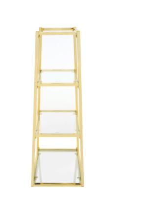 Small Logan Featuring Ladder-style Frame and Tiered Glass Shelves in Large to Small Sizes with Gold Metal Frame Display Unit Display Unit CIMC 