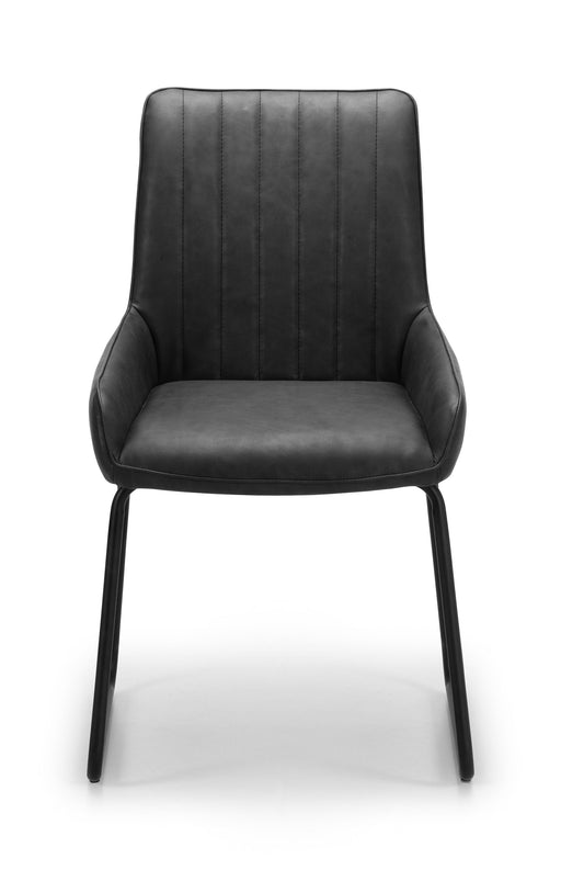 Soho Dining Chair (2 Per Box) - Antique Black Faux Leather & Thin Frame Dining Chairs Julian Bowen V2 