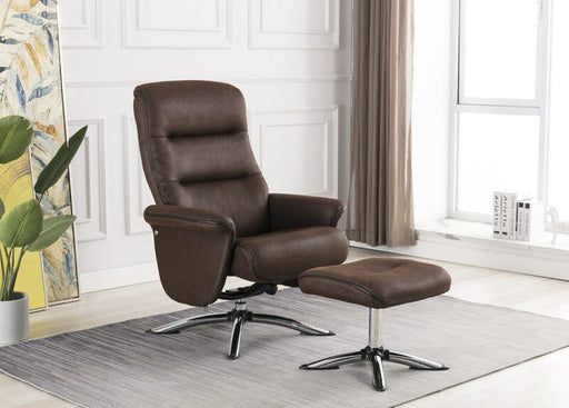 Texas Swivel Recliner and Stool - Brown Recliner FP 