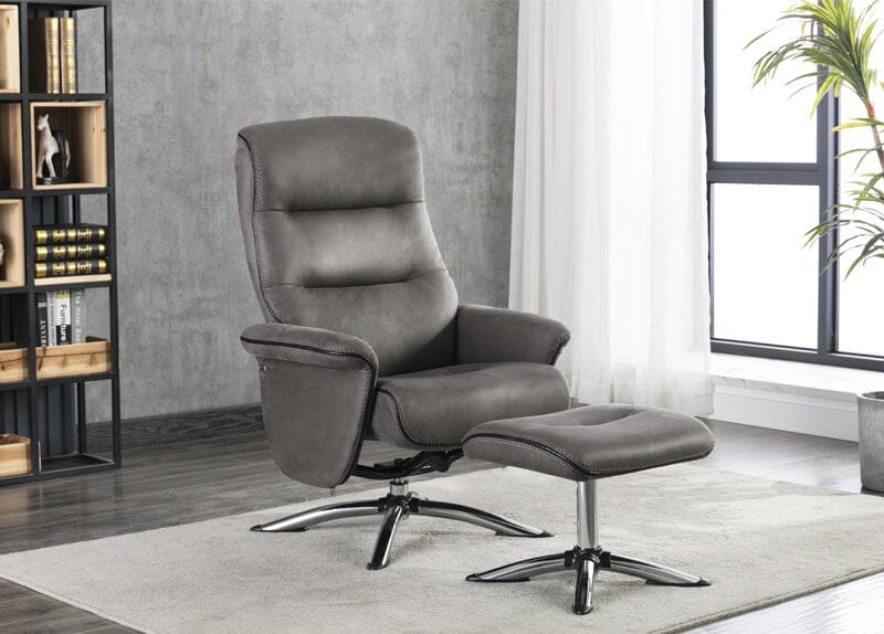 Texas Swivel Recliner and Stool - Grey Recliner FP 