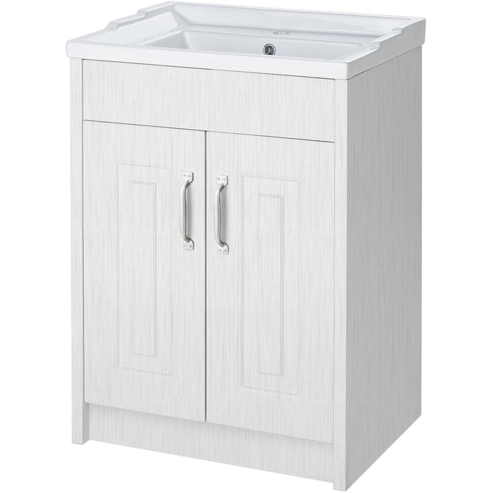 Traditional White Ash Porcelain 600mm Floor Standing 2 Door Basin Unit Bathroom Furniture Vendor 116 