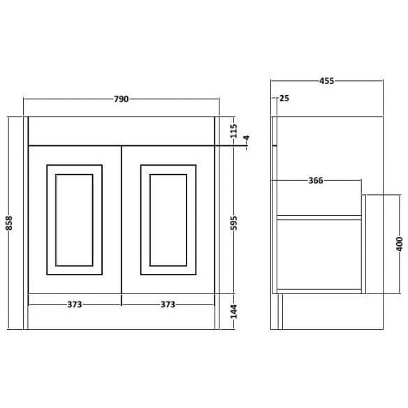 Traditional White Ash Porcelain 800mm Floor Standing 2 Door Basin Unit Bathroom Furniture Vendor 116 