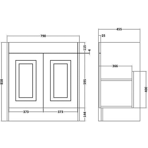 Traditional Stone Grey Woodgrain 800mm Floor Standing 2 Door Basin Unit Bathroom Furniture Vendor 116 