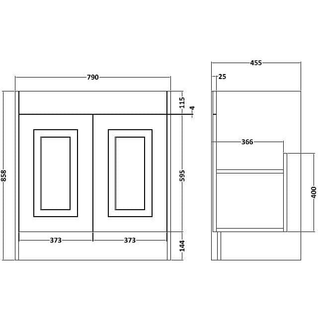 Traditional Stone Grey Woodgrain 800mm Floor Standing 2 Door Basin Unit Bathroom Furniture Vendor 116 