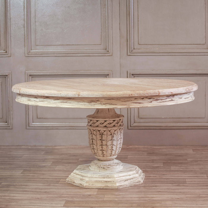 Heavy Distressed 145Cm Round Dining Table Dining Tables Maison Repro 