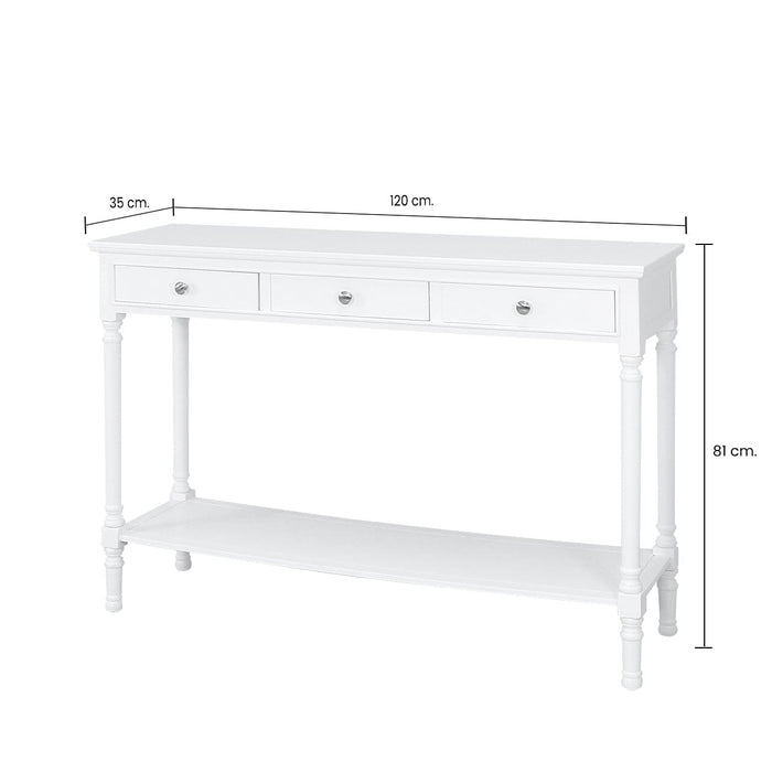 Value Delta White 3 Drawer Console Table Console Table CIMC 