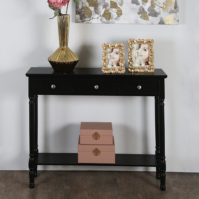 Value Medium Black Delta 3 Drawer Console Table Console Table CIMC 