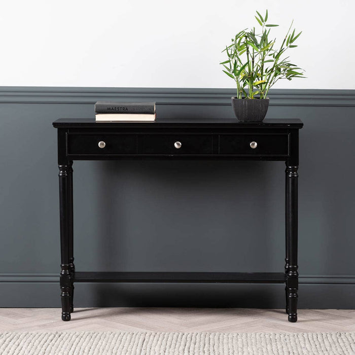 Value Medium Black Delta 3 Drawer Console Table Console Table CIMC 