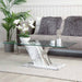 Lusso Wood Coffee Table Covered with Marble Design Base with Rectangular Clear Glass Top Coffee Table CIMC 