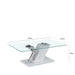 Lusso Wood Coffee Table Covered with Marble Design Base with Rectangular Clear Glass Top Coffee Table CIMC 