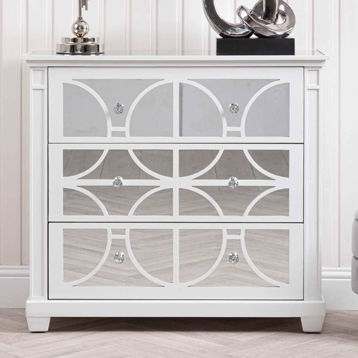 Torino White Wood 3 Drawer Chest Chest of Drawers CIMC 