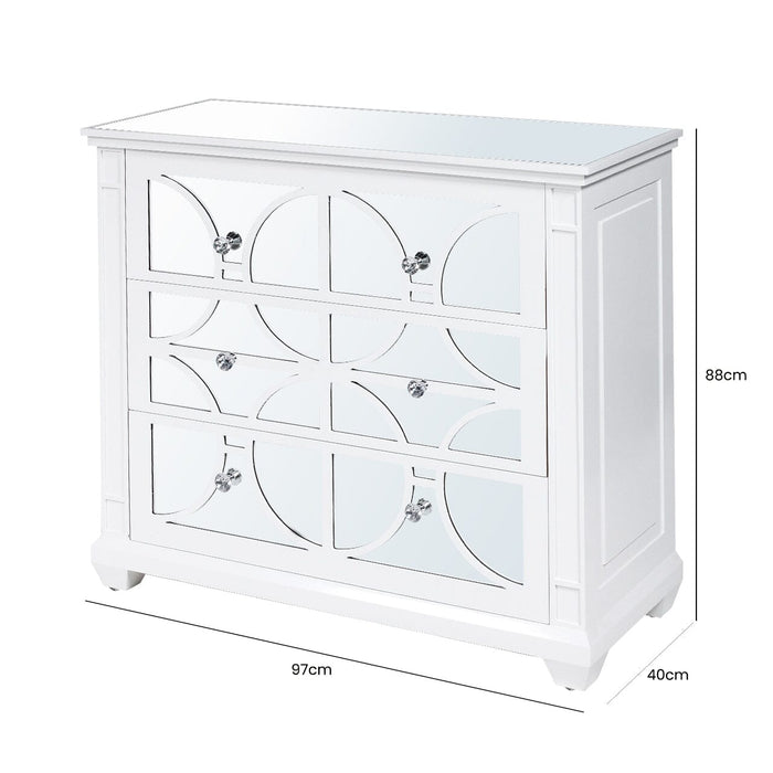 Torino White Wood 3 Drawer Chest Chest of Drawers CIMC 